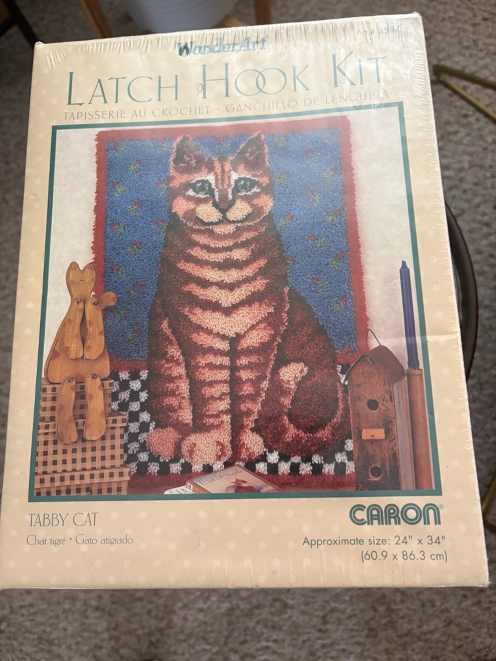 Vintage Caron Tabby Cat Latch Hook Kit NEW Sealed